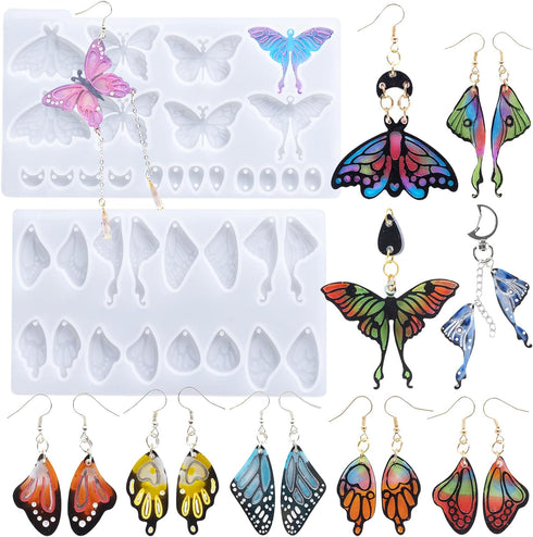 LET'S RESIN Resin Earring Molds, 2 Pcs Resin Molds Silicone with Butterfly Moth Wings Shapes, Silicone Molds for Resin Jewelry, DIY Art Craft...