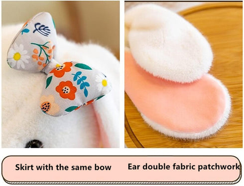 Soft and Cute Plush Rabbit,Small Flower Skirt Wearing Bow Rabbit Toys,Can Embrace Stuffed Animal Rabbit,Washable,Children'S Girls Party Easter Bir...