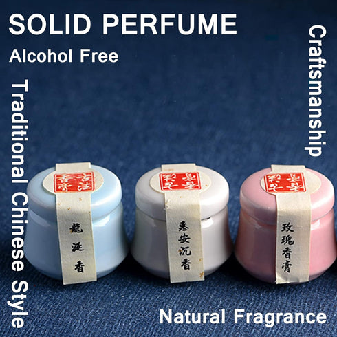 3PCS Solid Balm Sets Solid Perfume Portable Pocket Ceramic Jar Balm Perfume Perfect for Travel Use Natural Rose Ambergris Ebony Fragrance Perfume ...
