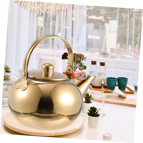 1pc Stainless Steel Pot Whistling Teakettle Classic Teapot Water Kettle Stove Top Kettle Water Boiler Stove Top Round Tea Pot Coffee Pot Tea Kettl...