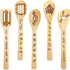 5Pcs Carved Bamboo Wood Cooking Spoons for Gift, Funny Burned Friends Wooden Spoons Spatula Cookware Set, Kitchen Utensils Decor Friends Merchandi...