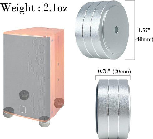 Sutekus Speaker Isolation Feet 40x20mm Audio Speaker Sound Pad with Non-Slip Rubber Rings for Audio,Speakers, Home Theater (Silver)...