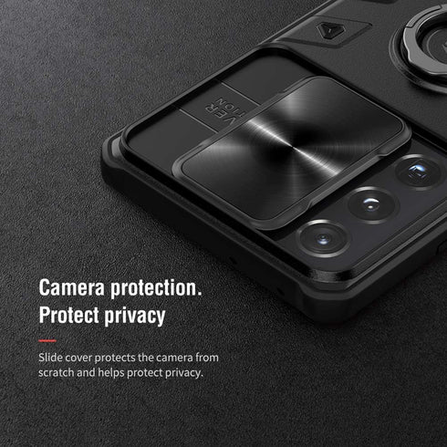 Galaxy S21 Ultra Case with Ring Kickstand,CamShield Armor with Slide Metal Camera Cover, PC & TPU Impact-Resistant Bumpers Protective for Samsung ...