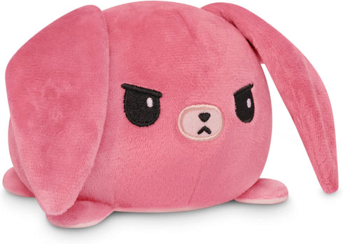 TeeTurtle - The Original Reversible Bunny Plushie - Pink Floral Ears - Cute Sensory Fidget Stuffed Animals That Show Your Mood, 4 Inch...