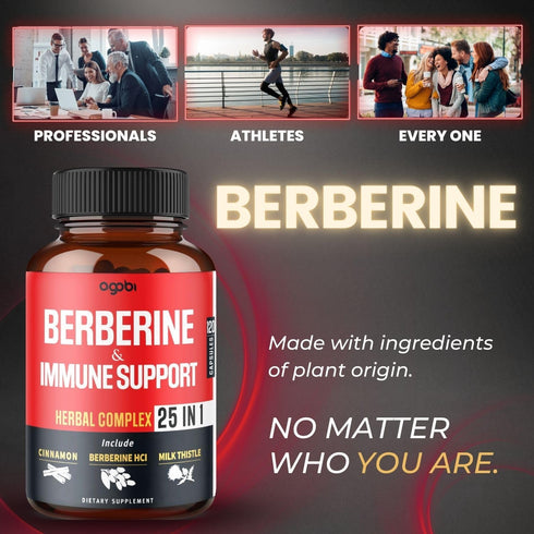 Premium Berberine Supplement with Ceylon, Ashwagandha, Turmeric, Milk Thistle, Elderberry & Black Pepper - Supports Immune System, Cardiovascular ...