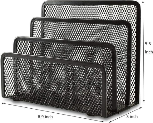 EASEPRES Desk Mail Organizer, 2 Pack Office Small Letter Sorter Desktop File Organizer Metal Mesh with 3 Vertical Upright Compartments...