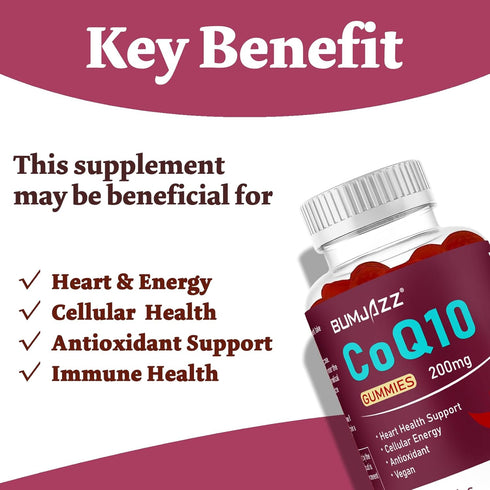 High Absorption - CoQ10 Gummies 200mg - Non-GMO - Gluten-Free - Coenzyme Q10 - CoQ10 Gummies - 60 Count - Raspberry Flavored...