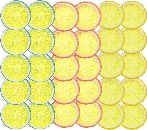 30 PCS Artificial Lemon Slices - Simulation Lemon Slices Plastic Fake Fruit Artificial Lifelike Small Fruit Model for Home Kitchen Table Party Dec...