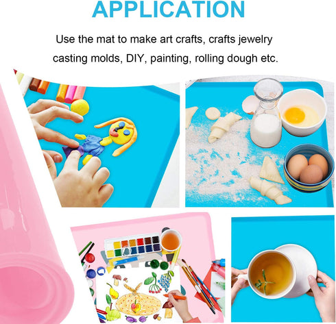 Non-Slip Silicone Placemats for Children, Large Silicone Sheets for Crafts Resin Jewelry Casting Molds Mat, Multi-Purpose Placemat, 2 Pack, Baby P...