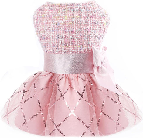 Dog Dress for Small Dogs Girl Summer Puppy Dresses Clothes Outfit for Chihuahua Yorkie Teacup Pink Dog Wedding Dress Holiday Cute Bowknot Pet Skit...