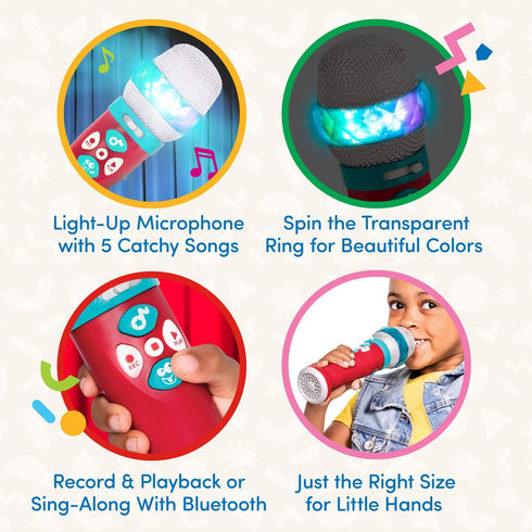Battat – Toy Karaoke Mic – Light-Up & Voicechanging Microphone – Record & Playback – Sing-Along With Bluetooth – 3 Years + – Musical Light Show Mi...