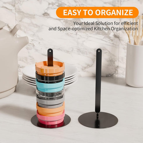 Tumbler Lid Organizer, 2 Packs Stainless Steel Detachable Vertical Storage Up to 20 Cup Lid Organizer for Kitchen Cabinet Organization Tumbler Lid...