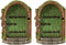 2Pcs Green Fairy Door Wooden Miniature Fairy Garden Doors Outdoor Mini Fairy Gnome House Accessories for Tree Trunk Ornaments Garden Miniatures, G...