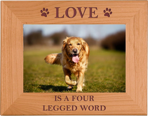 CustomGiftsNow Love Is A Four Legged Word Alder Wood Picture Frame - Great Gift for a Dog Lover (4x6 Horizontal)...