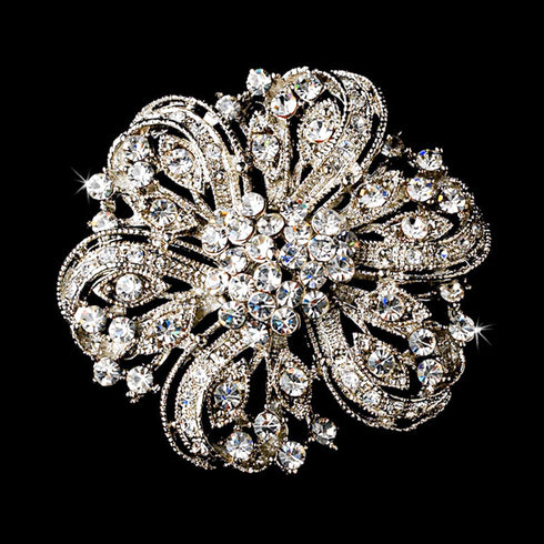 Crystal Rhinestone Brooch for Women Silver Twisted Petals Flower Brooch Pins for Women Silver Brooch for Women Clear Rhinestone Brooch Pins Rhines...
