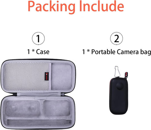 XANAD Hard Case for Insta360 GO 3 or Insta360 X3 or Insta360 X4 or ONE X2 Kit 360 Degree Waterproof Action Camera (Grey Bag with Small Cover and C...
