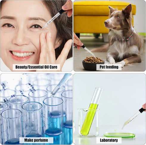 4pcs 1ml Dropper, Eye Dropper Glass with Measurements Bent & Straight Tip, Calibrated Pipettes Dropper with Rubber Head Liquid Accurate Dropper fo...