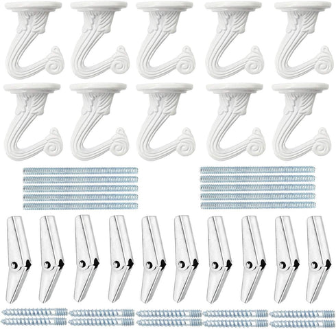 GoodtoU 10 Sets Ceiling Hooks Heavy Duty Swag Hook with Hardware for Hanging Plants Ceiling Installation Cavity Wall Fixing White...