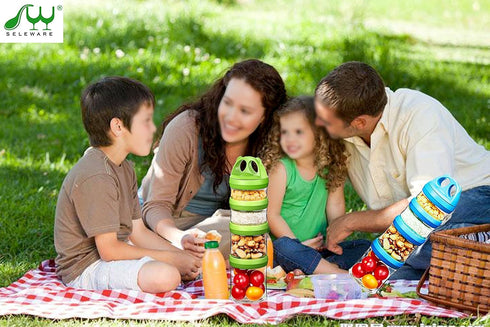 SELEWARE Portable Stackable Food Storage Containers for Snacks Formula Powder and Drinks Twist Lock System Airtight Leak-proof BPA and Phthalate F...