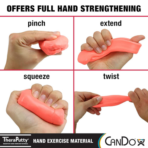 CanDo Theraputty Plus Hand Exercise Putty for Rehabilitation, Exercises, Hand Therapy, Hand Strengthening, Stress Relief - Red 3 oz Soft...