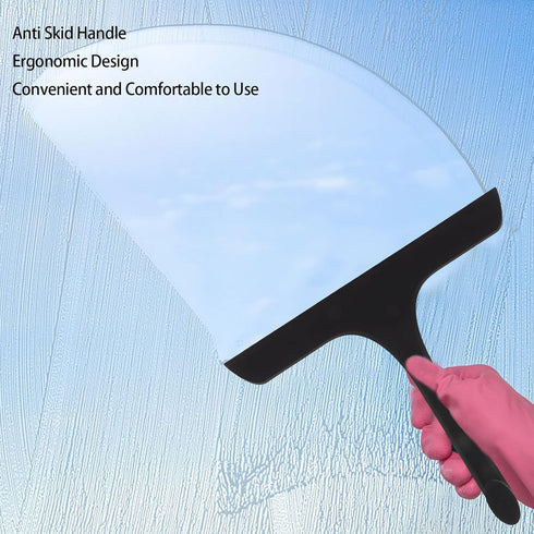 Home Shower Squeegee, Portable Hook Silicone Brush Head Glass Wiper Two Sided for Kitchen (Black)...