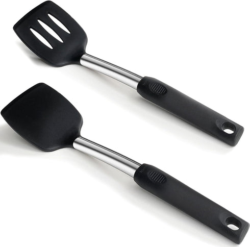 2 Pack Flexible Silicone Spatula, 600°F Heat Resistant Silicone Spatula Set for Nonstick Cookware, Kitchen Cooking Utensil Set for Egg Pancake Fli...