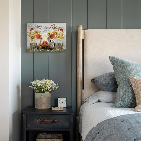 Luslya Farmhouse Pig Canvas Wall Art Cute Pig Sunflower Painting Country Wall Decor Framed Rustic Posters Home for Living Room Bedroom Bathroom De...