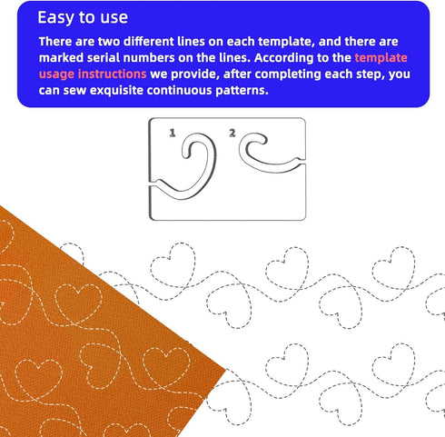 2Pcs Free Motion Quilting Rulers and Templates Quilting Templates for Machine Quilting Quilting Supplies Quilting Stencil with Instruction and Non...