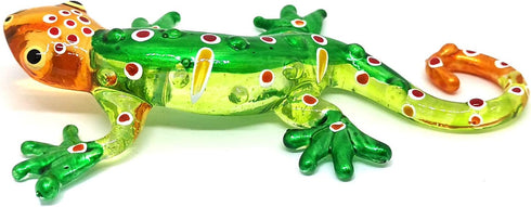 ZOOCRAFT Glass Gecko Figurine Green Miniature Hand Blown Lampwork Animal Statue D?cor...