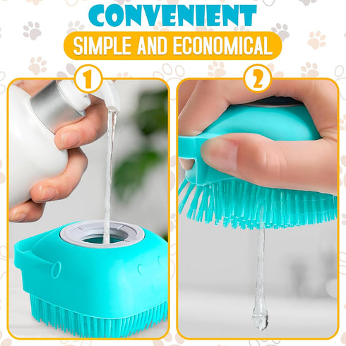 2Pcs Dog Bath Brush Scrubber - Dog Bath Brush With Soap Dispenser Dog Soap Scrubber Pet Bath Brush Pet Shampoo Brush for Dogs Bath - Dog Shampoo B...