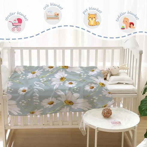 YeeJu Daisy Baby Throw Blanket Small White Floral Blanket for Toddler Swaddle Pet Crib Kids Soft Fuzzy Plush Fleece Blankets Sunshine Spring Summe...