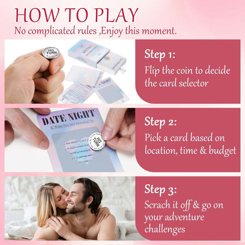 WECOOL 40 Adventurous Date Night Games for Couples,Super Romantic & Absolutely Exciting Date Night Ideas Adventure Date Night Scratch Off Cards, U...