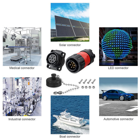 7 Pin Connector, Waterproof Solder Connector, Aviation Wire Connector for Automotive, Power, Marine, and Other Indoor/Outdoor Industrial Electrica...