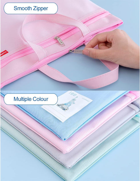 pendancy Mesh Zipper Pouch 11x13.7 in, Large Double Pocket Waterproof File Bag with Handle, A4 Size Foldable Document Storage for Puzzle Project/C...