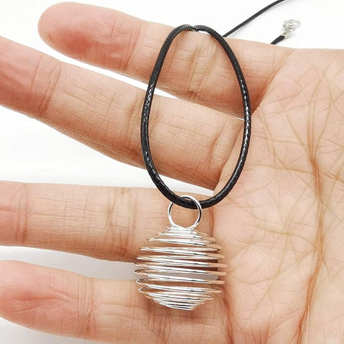 60PCS Spiral Bead Cages Pendants with 60PCS Chains, 4 Sizes Silver Plated Spiral Stone Holder Necklace Cage Pendants for Necklaces Jewelry Making ...