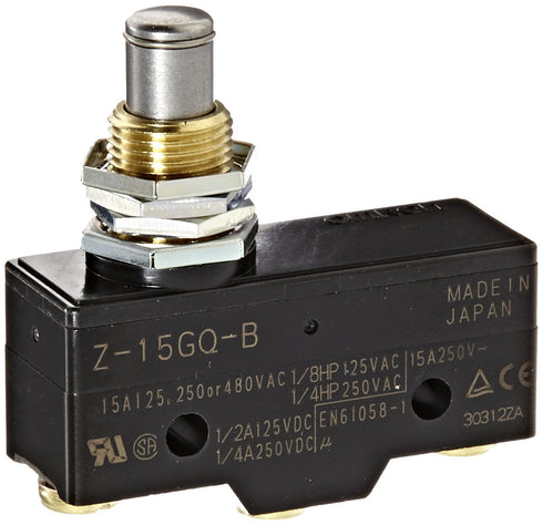 Omron Z-15GQ-B General Purpose Basic Switch, Panel Mount Plunger, Medium OP, Screw Terminal, 0.5mm Contact Gap, 15A Rated Current...
