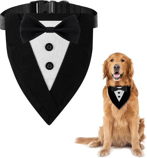 Dog Collars, Formal Dog Tuxedo Wedding Dog Bandana,Suitable for Medium and Large Dogs Bow Tie Dog Collar,Dog Valentines Outfit Birthday Cosplay HI...