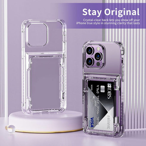 for iPhone 14 Pro Max Case Wallet Clear Protective Phone Case with Credit Card Holder Heavy Duty Protection Shockproof Anti-Scratch Anti-Yellow Co...