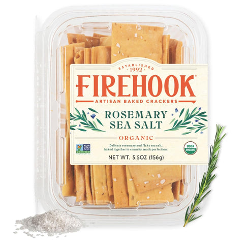 Firehook Rosemary Sea Salt Crackers – Artisan Baked, Craveably Crunchy, Infused with Bold Rosemary & Sea Salt – Organic, Non-GMO, Kosher – 5.5 oz ...