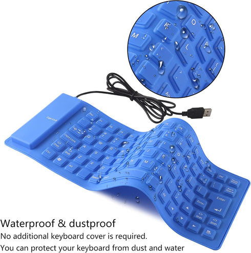 Soft Silicone Keyboard, Foldable Keyboard, Silent, Portable Silicone Wired Keyboard, USB+PS2 Interface, Convertible, Waterproof and dustproof, for...
