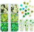 12 Grids St. Patrick’s Day Nail Glitters Sequins, Green Clover Nail Art Confetti 3D Holographic Shiny Nail Flakes Acrylic Irish Nail Art Supplies ...