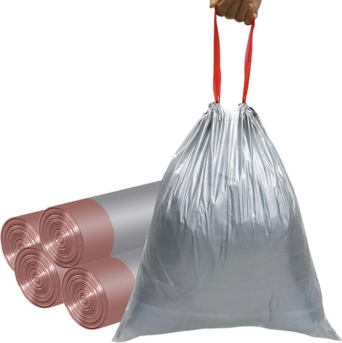 60 Count Small Drawstring Trash Bags 4 Gallon Tear-Free Gray Individual Unscented Small Garbage Bags Separated Unscented for Bathroom Kitchen...