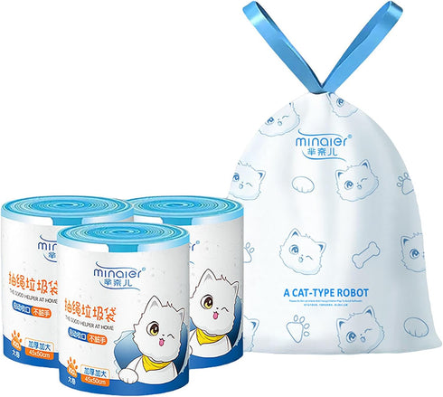 White Printing Trash Bags, 100 Counts 4 Gallon 45x50Cm Kitchen Small Trash Bags with Drawstring for Bathroom, Office, Home Garbage Bags (100 Pcs)...