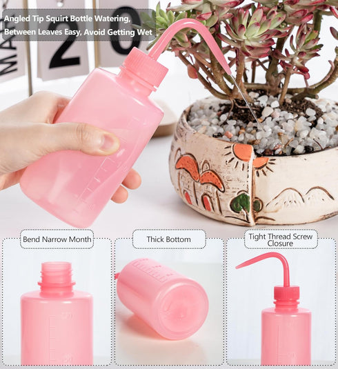 Melphoe 2Pcs 250ml 500ml Tattoo Wash Bottle, Plastic Squeeze Medical Lab Washing Bottle, Succulent Watering Can, Lash Water Bottle, 750ml, Pink...