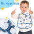 12 Pcs Baby Waterproof Bibs with Food Catcher Adjustable Snaps Plastic Feeding Bibs for Toddlers, 6 to 36 Months...