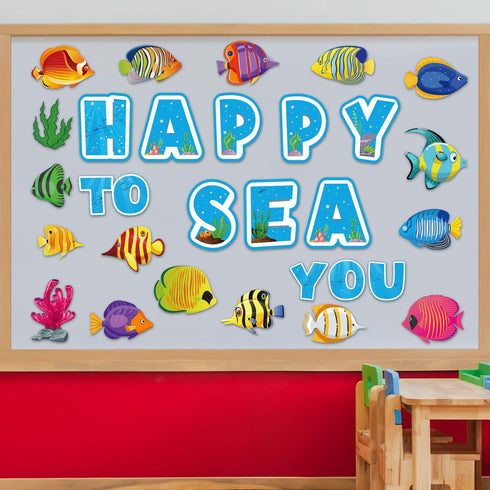 Fish Cutouts Tropical Fish Classroom Bulletin Board Decorations Fishing Ocean Themed Birthday Party Supplies for Toddler Kids Students Classroom...
