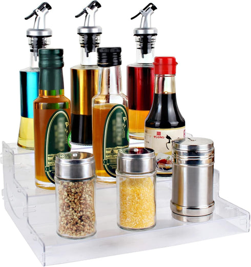 evron Pantry Organization and Storage Clear Plastics Spice Rack Organizer for Cabinet & Countertop (ASSEMBLY REQUIRED) 3 Tier Organizer Versatile ...