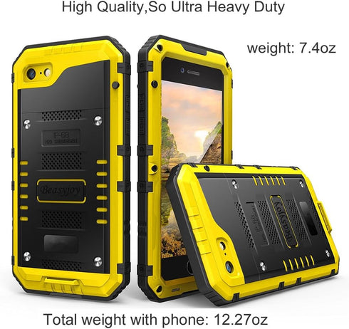 Beasyjoy for iPhone SE 2022/3rd/2020/8/7 Metal Case, Waterproof Heavy Duty with Screen Protector, Full Body Protective Shockproof Military Grade D...