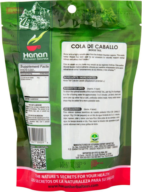 Hanan Horsetail Loose Herb Tea (Cola de Caballo) 1.4 oz (40 g) – Natural, Dried Horse Tail Supplement AKA Shavegrass, Snake Grass, Equisetum, Puzz...