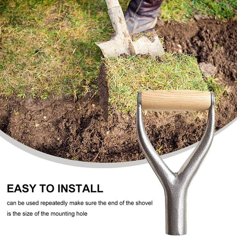 Shovel D Grip Handle, Solid Iron Shovel Handle Reusable Y Grip Replacement Accessories with Wooden Grip for Garden Digging Raking Tool(Silver)...